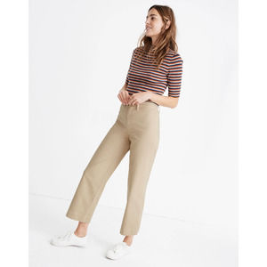 Madewell Beige Khaki Slim Emmett Wide-Leg Crop Pants Women's Size 33